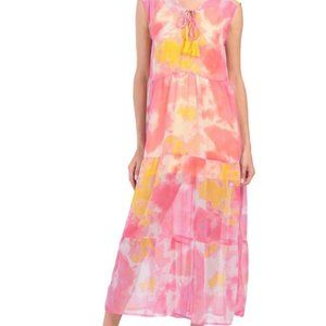 AMERICA & BEYOND Dress, Tiered Floral Maxi Cover-up Dress, Size L, NWT